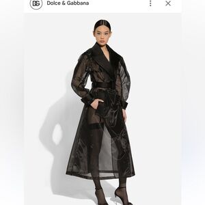 JLUXLABEL black sheer trench coat Elegant Black Sheer Trench coat size small